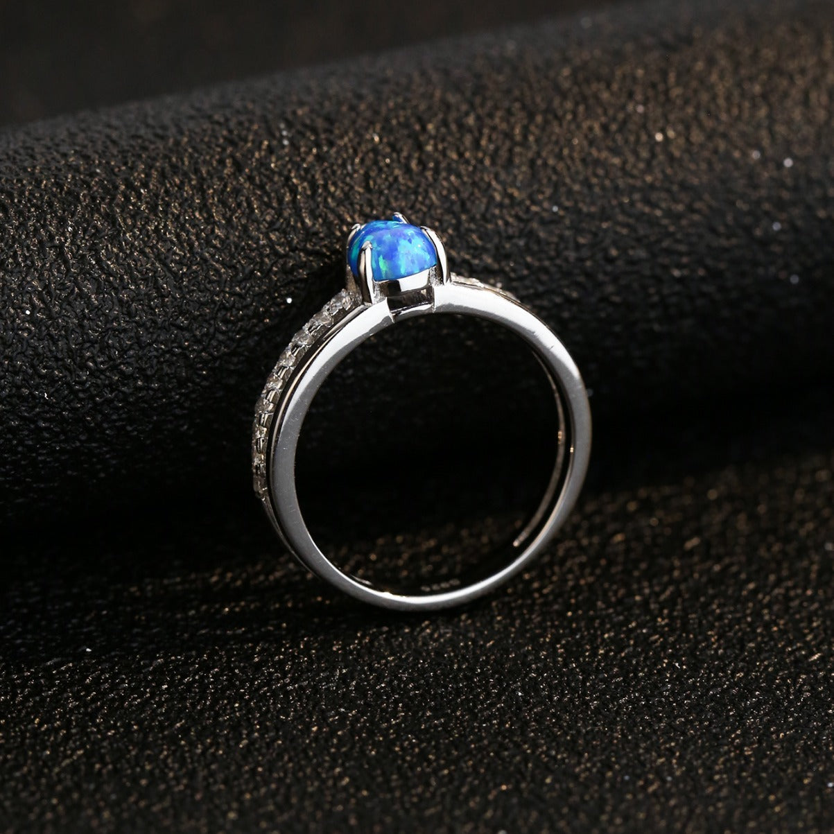 Blue Water Drop Shape Opal Women's Ring
