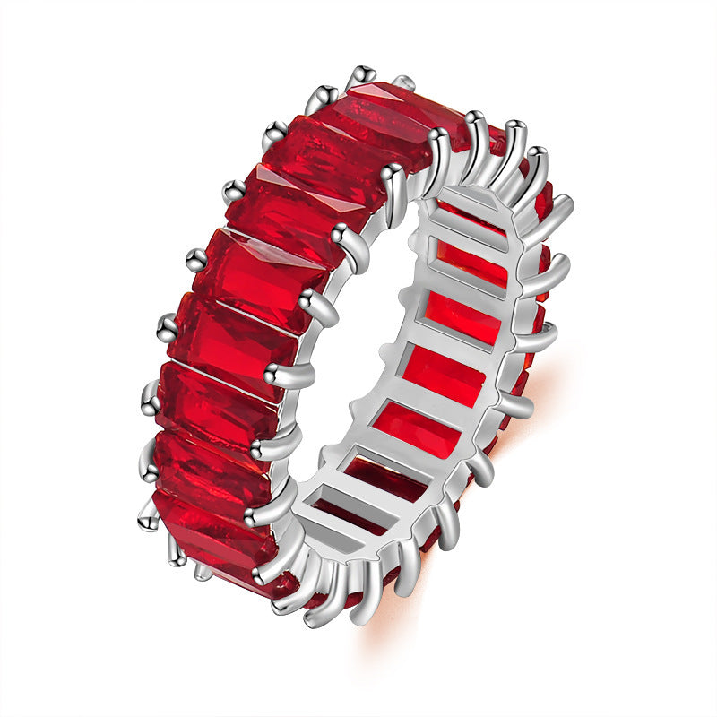 Ha Color Mixed Color Rectangular Zircon Ring