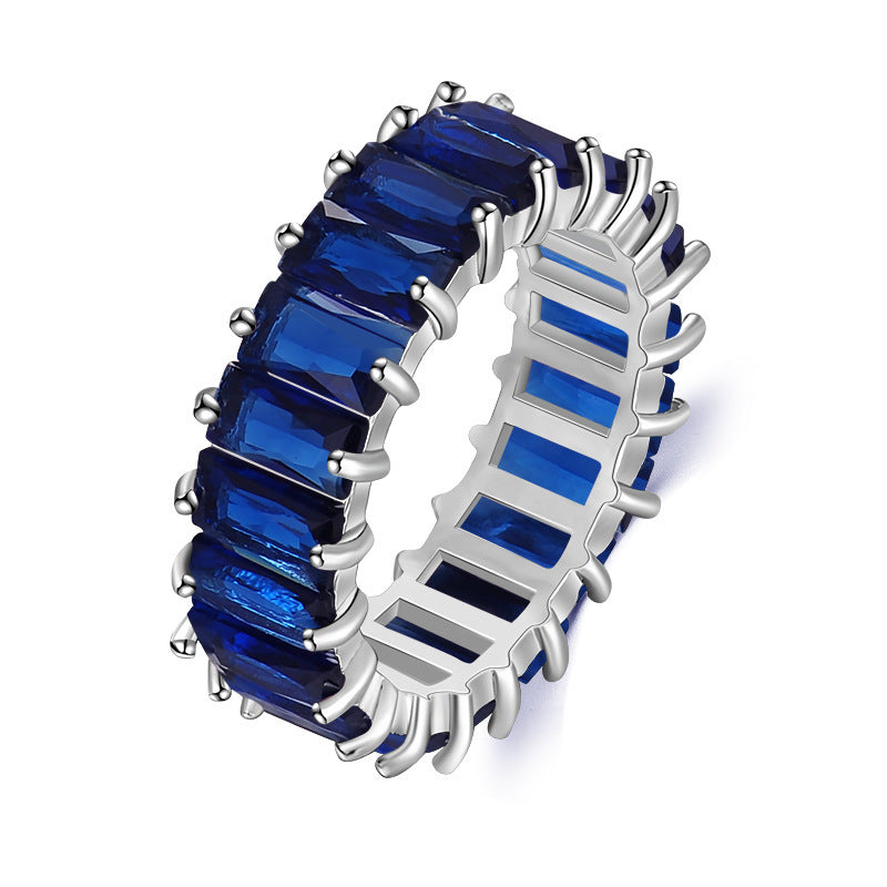 Ha Color Mixed Color Rectangular Zircon Ring