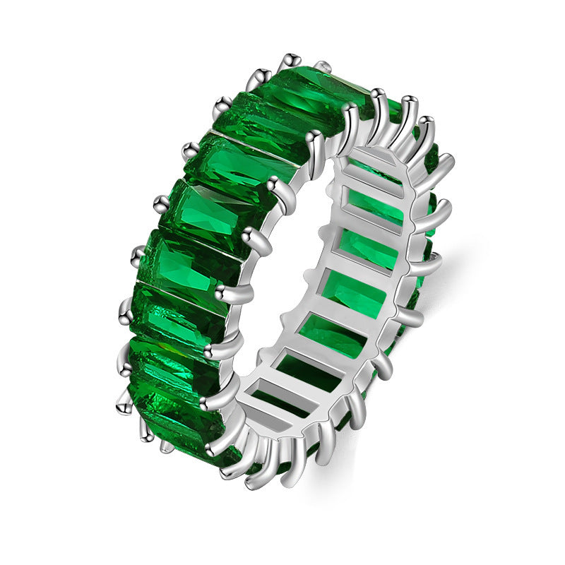 Ha Color Mixed Color Rectangular Zircon Ring