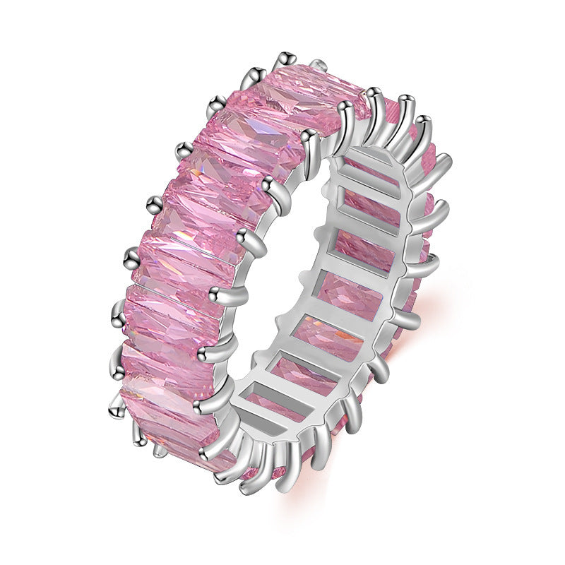 Ha Color Mixed Color Rectangular Zircon Ring